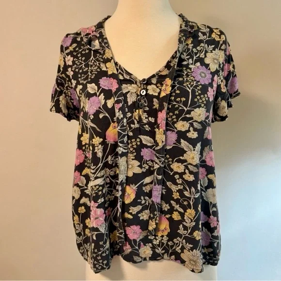 Spell Sayulita Short Sleeve Blouse, Nighshade, XS, GUC! - Picture 3 of 14